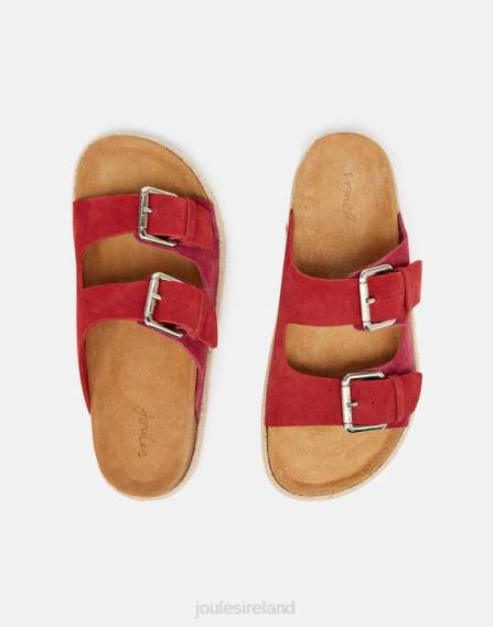 Footwear IE Joules Women Lucinda Suede Buckle Sliders PINK MULTI JVVL143