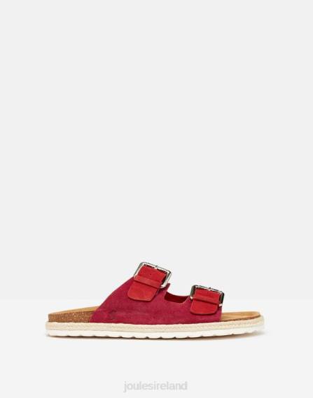 Footwear IE Joules Women Lucinda Suede Buckle Sliders PINK MULTI JVVL143