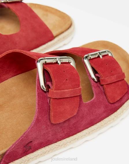 Footwear IE Joules Women Lucinda Suede Buckle Sliders PINK MULTI JVVL143