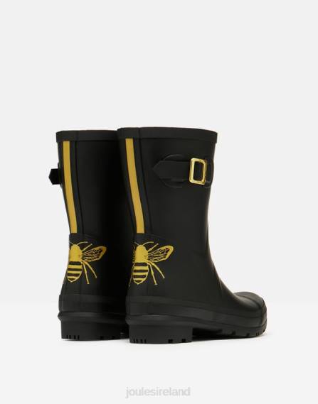Footwear IE Joules Women Molly Mid Height Printed Rain Boots GOLD ETCHED BEE JVVL149
