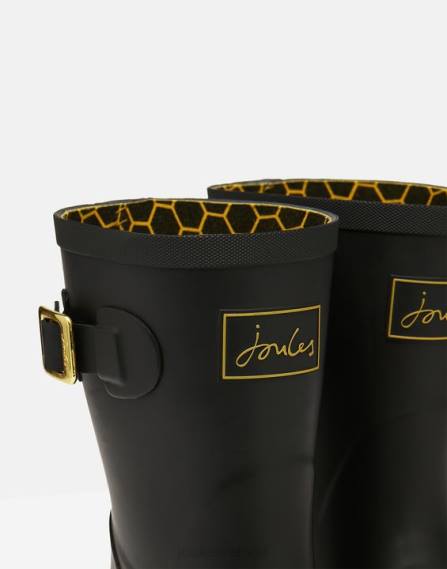 Footwear IE Joules Women Molly Mid Height Printed Rain Boots GOLD ETCHED BEE JVVL149