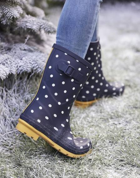 Footwear IE Joules Women Molly Printed Mid Height Rain Boots FRENCH NAVY SPOT JVVL145