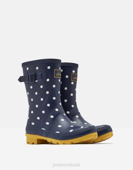 Footwear IE Joules Women Molly Printed Mid Height Rain Boots FRENCH NAVY SPOT JVVL145