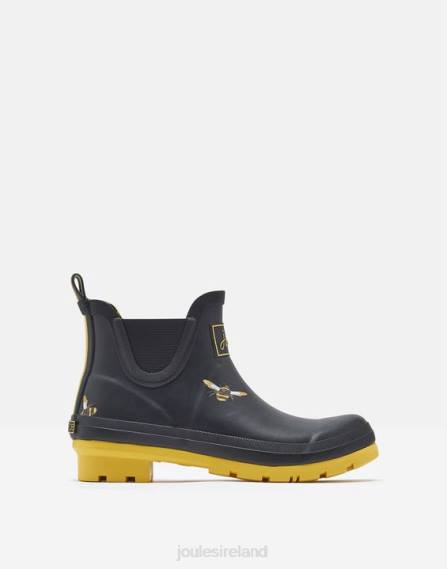Footwear IE Joules Women Short Height Printed Short Height Printed Rain Boots BLACK METALLIC BEES JVVL144