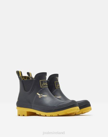 Footwear IE Joules Women Short Height Printed Short Height Printed Rain Boots BLACK METALLIC BEES JVVL144