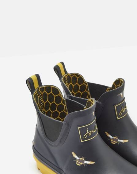 Footwear IE Joules Women Short Height Printed Short Height Printed Rain Boots BLACK METALLIC BEES JVVL144