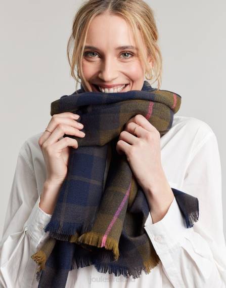 Accessories IE Joules Women Farnsley Brushed Scarf NAVY CHECK JVVL118