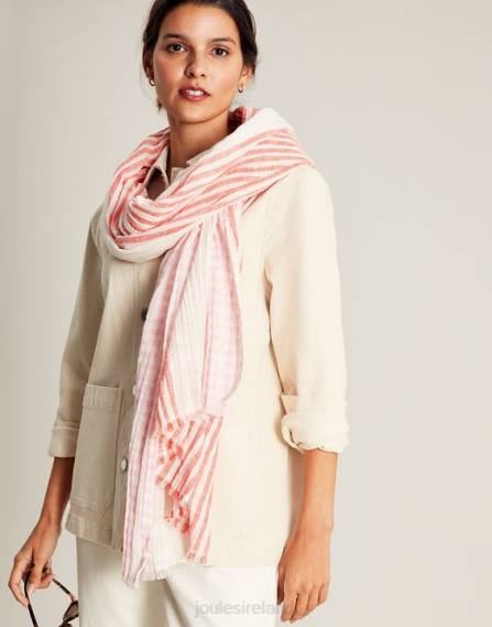 Accessories IE Joules Women Orla Texture Scarf MULTI PINK JVVL83