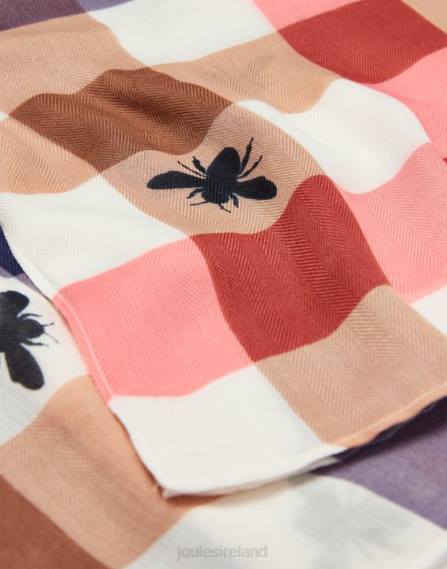 Accessories IE Joules Women River Lightweight Woven Printed Scarf BEE MULTI GINGHAM JVVL160