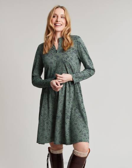 Apparel IE Joules Women Aurora Zip Down Jersey Dress LAUREL LEOPARD JVVL19