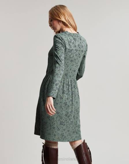 Apparel IE Joules Women Aurora Zip Down Jersey Dress LAUREL LEOPARD JVVL19