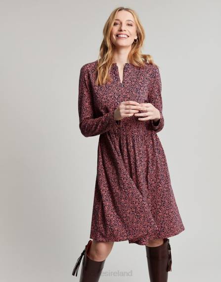 Apparel IE Joules Women Aurora Zip Down Jersey Dress ROSE DITSY JVVL38