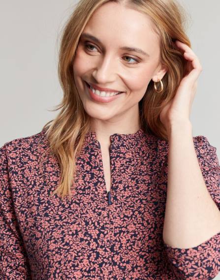 Apparel IE Joules Women Aurora Zip Down Jersey Dress ROSE DITSY JVVL38