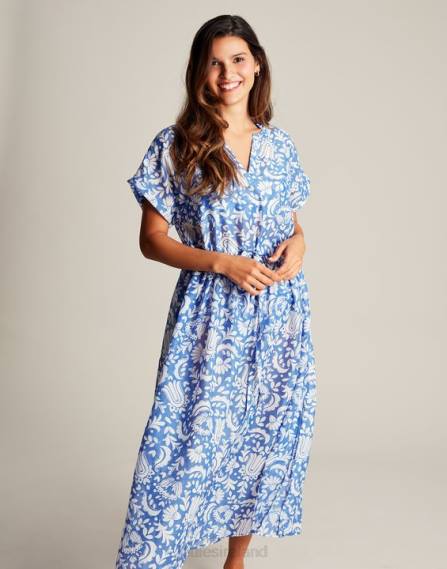 Apparel IE Joules Women Brooke Beach Dress BLUE FLORAL JVVL4