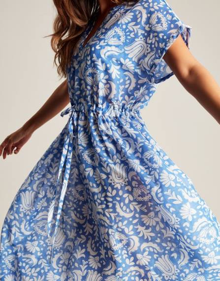 Apparel IE Joules Women Brooke Beach Dress BLUE FLORAL JVVL4