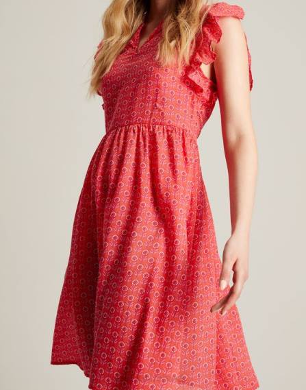 Apparel IE Joules Women Faith Frill Short Dress PINK DITSY JVVL18