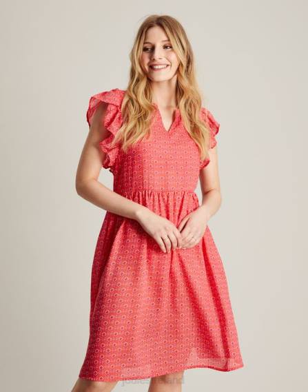 Apparel IE Joules Women Faith Frill Short Dress PINK DITSY JVVL18