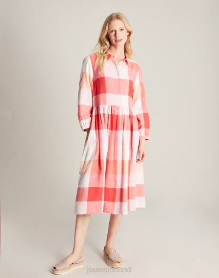 Apparel IE Joules Women Faye Relaxed Fit Shirt Dress PINK CHECK JVVL7
