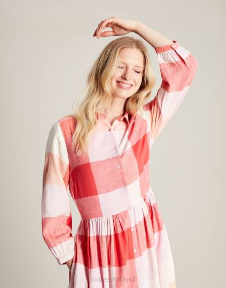 Apparel IE Joules Women Faye Relaxed Fit Shirt Dress PINK CHECK JVVL7