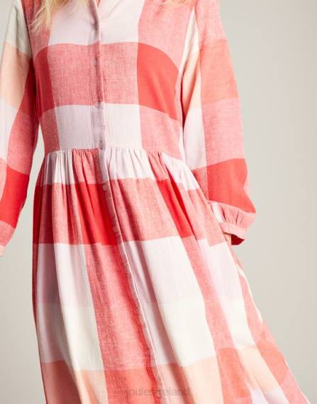 Apparel IE Joules Women Faye Relaxed Fit Shirt Dress PINK CHECK JVVL7