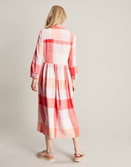 Apparel IE Joules Women Faye Relaxed Fit Shirt Dress PINK CHECK JVVL7