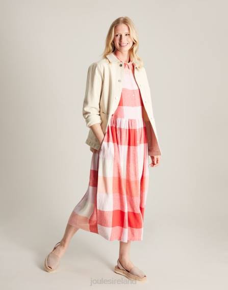 Apparel IE Joules Women Faye Relaxed Fit Shirt Dress PINK CHECK JVVL7