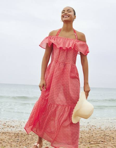 Apparel IE Joules Women Fern Beach Dress FLORAL PINK JVVL91