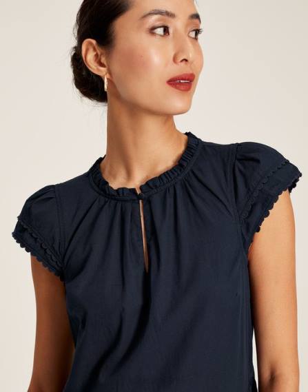 Apparel IE Joules Women Grace Short Frill Dress MARINE NAVY JVVL29