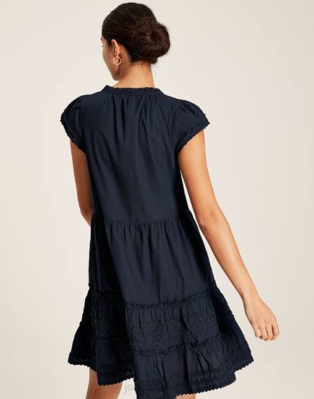 Apparel IE Joules Women Grace Short Frill Dress MARINE NAVY JVVL29