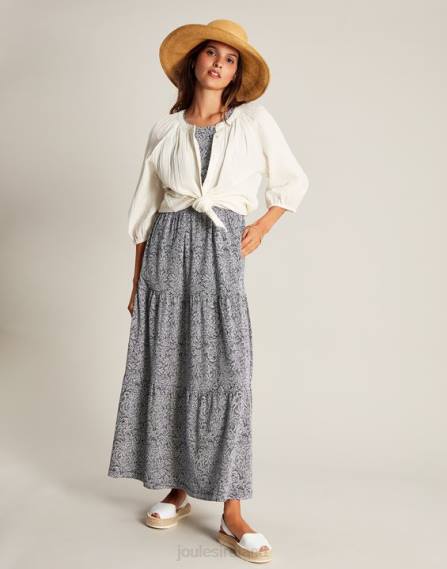Apparel IE Joules Women Jayne Jersey Tiered Dress DARK BLUE WILLOW JVVL100