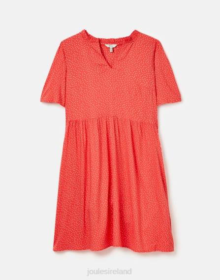 Apparel IE Joules Women Lotty Frill Neckline Short Dress RED SPOT JVVL97