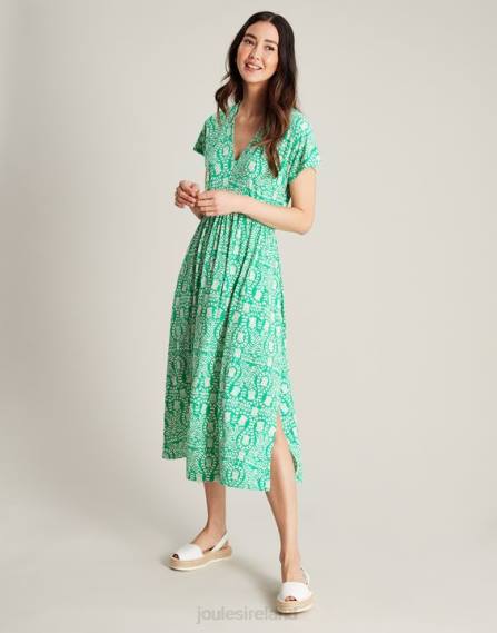 Apparel IE Joules Women Nia Jersey Dress GREEN FLORAL JVVL56