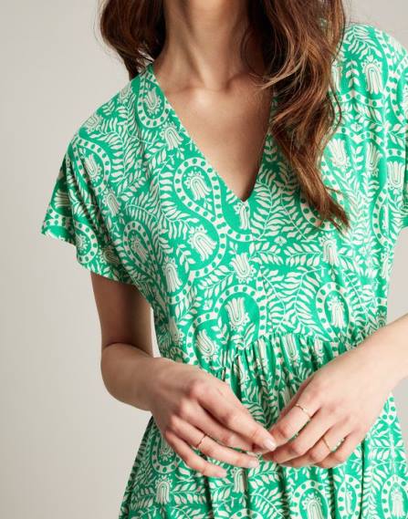 Apparel IE Joules Women Nia Jersey Dress GREEN FLORAL JVVL56