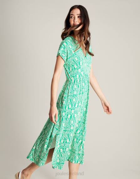 Apparel IE Joules Women Nia Jersey Dress GREEN FLORAL JVVL56