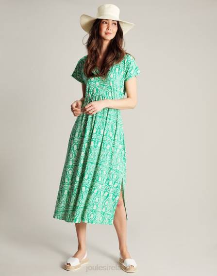Apparel IE Joules Women Nia Jersey Dress GREEN FLORAL JVVL56