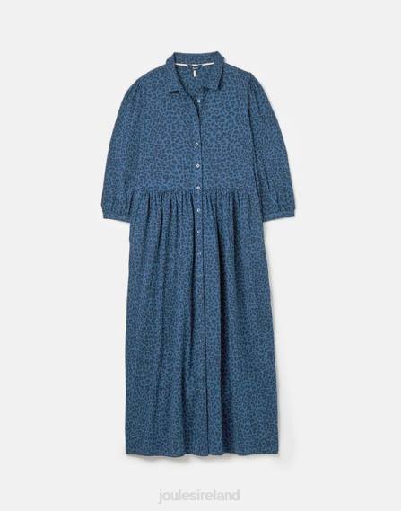 Apparel IE Joules Women Nova Jersey Midi Shirt Dress BLUE LEOPARD JVVL94