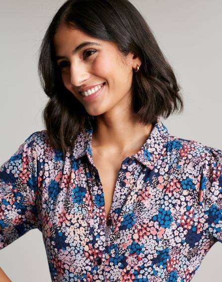 Apparel IE Joules Women Nova Jersey Midi Shirt Dress NAVY DITSY JVVL64
