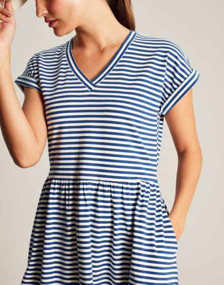 Apparel IE Joules Women Piper Short Jersey Dress BLUE STRIPE JVVL16