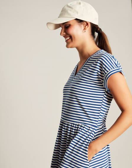 Apparel IE Joules Women Piper Short Jersey Dress BLUE STRIPE JVVL16
