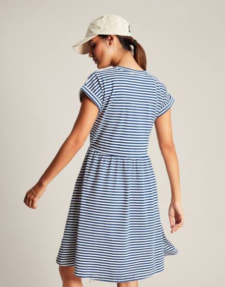 Apparel IE Joules Women Piper Short Jersey Dress BLUE STRIPE JVVL16