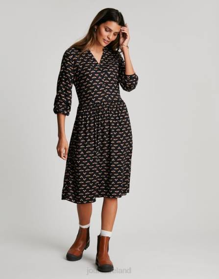 Apparel IE Joules Women Sophia Half Placket Shirt Dress BLACK BEE JVVL138