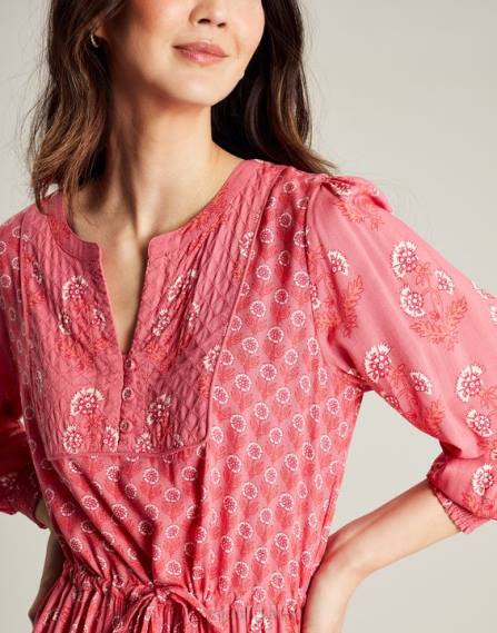 Apparel IE Joules Women Therese Quilted Bib Dress ROSE PINK JVVL41