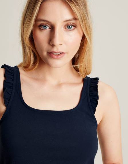 Apparel IE Joules Women Claire Frill Tank FRENCH NAVY JVVL119