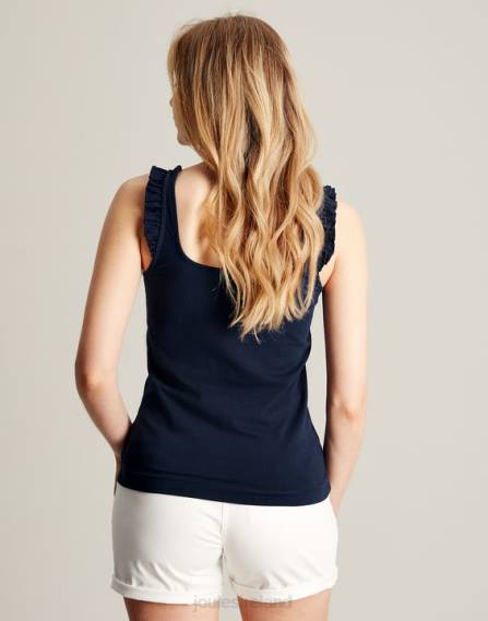 Apparel IE Joules Women Claire Frill Tank FRENCH NAVY JVVL119