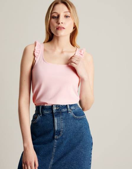 Apparel IE Joules Women Claire Frill Tank PINK JVVL117