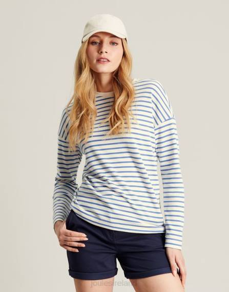 Apparel IE Joules Women Esther Drop Shoulder Long Sleeve Top BLUE STRIPE JVVL34