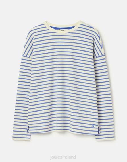 Apparel IE Joules Women Esther Drop Shoulder Long Sleeve Top BLUE STRIPE JVVL34