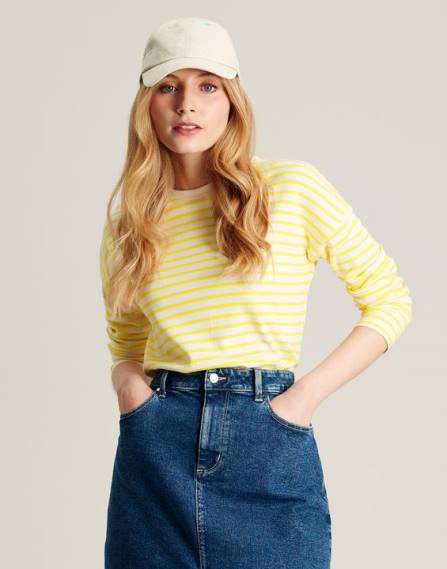 Apparel IE Joules Women Esther Drop Shoulder Long Sleeve Top YELLOW STRIPE JVVL10