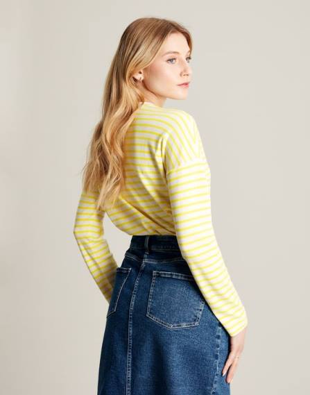Apparel IE Joules Women Esther Drop Shoulder Long Sleeve Top YELLOW STRIPE JVVL10