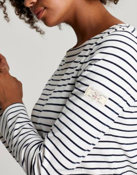 Apparel IE Joules Women Harbour Long Sleeve Jersey Top CREAM NAVY STRIPE JVVL53